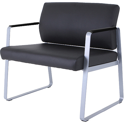 Lorell Healthcare Reception Big & Tall Sled Base Guest Chair Silver Frame Color - Powder Coated Steel Frame Material - Sled Base - Black - Vinyl - 1 Each (LLR66997)