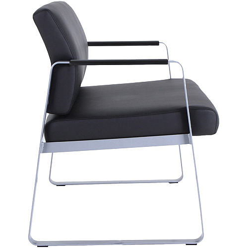 Lorell Healthcare Reception Big & Tall Sled Base Guest Chair Silver Frame Color - Powder Coated Steel Frame Material - Sled Base - Black - Vinyl - 1 Each (LLR66997)