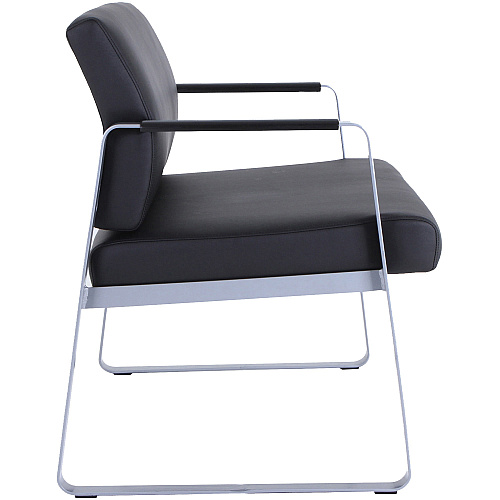 Lorell Healthcare Reception Big & Tall Sled Base Guest Chair Silver Frame Color - Powder Coated Steel Frame Material - Sled Base - Black - Vinyl - 1 Each (LLR66997)