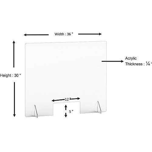 Lorell Social Distancing Barrier w/Pass-Through Cutout Clear - Acrylic (LLR55685)