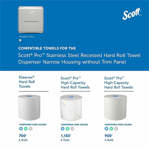 Scott Pro Recessed Hard Roll Towel Narrow Dispenser Housing - No Trim Panel 15.4" x 10.8" x 4" - 1 Each (31498)