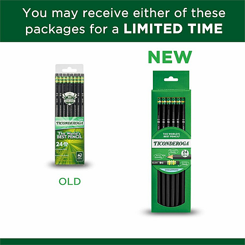 Ticonderoga No. 2 Pencils Black Lead - #2 - Black Wood Barrel - 24 / Box (13926)
