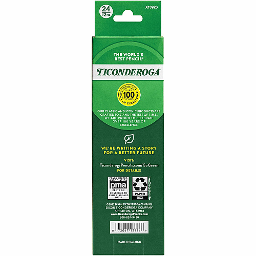 Ticonderoga No. 2 Pencils Black Lead - #2 - Black Wood Barrel - 24 / Box (13926)