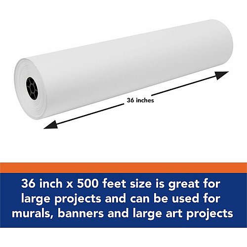 Tru-Ray Construction Paper Art Roll Mural, Art Project, Banner - 36" Width x 500 ft Length - White - Sulphite - 1 Roll (P100599)