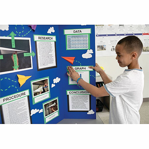 Pacon Single Wall Presentation Board 48" Board Height x 36" Board Width - Blue Surface - Tri-fold, Recyclable, Corrugated - 24 / Carton (P3767)