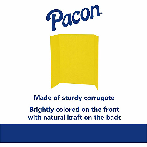 Pacon Single Wall Presentation Board 48" Board Height x 36" Board Width - Yellow Surface - Tri-fold, Recyclable, Corrugated - 4 / Carton (P3769)