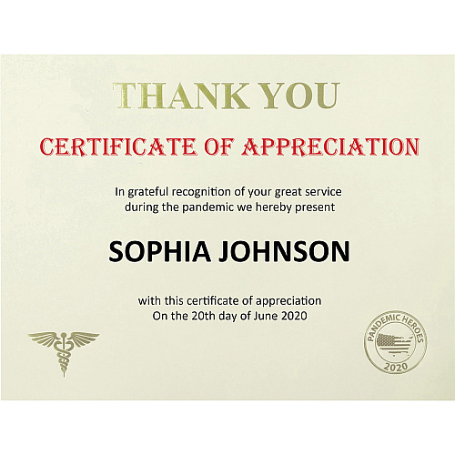 St. James&reg; Premium-Weight Certificates 65 lb Basis Weight - "Thank You" - 8.5" Width x 11" Length - Inkjet, Laser Compatible - Ivory, Gold Foil - 25 / Pack - TAA Compliant (83720)