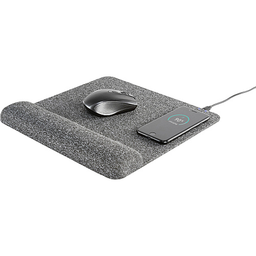 Allsop PowerTrack Plush Wireless Charging Mousepad - 1.85" Height x 11.60" Width - Gray - Memory Foam - Mouse - Retail - 1 Each (32304)