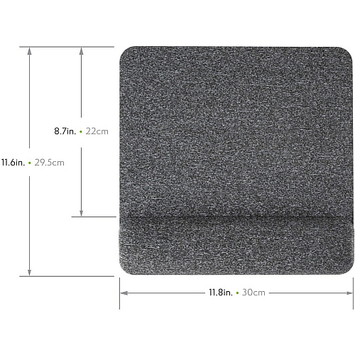 Allsop Premium Plush Mousepad with Wrist Rest - 1.85" Height x 11.60" Width - Gray - Foam - Mouse - Retail - 1 Each (32311)