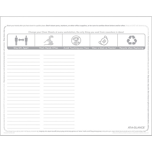 At-A-Glance Disposable Clean Sheets Supports Desk - Rectangular - Disposable - White - 25 / Pack (SK2628)