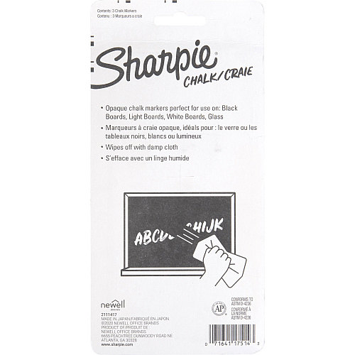 Sharpie Wet Erase Chalk Markers Medium Marker Point - Red, Blue, Yellow Ink - 3 / Pack (2103015)