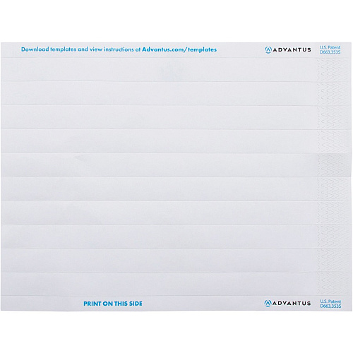 Advantus Printable Tyvek Wristbands 3/4" Width x 10" Length - Rectangle - White - Tyvek - 500 / Pack (75697)