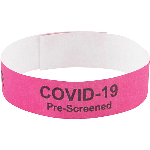 Advantus COVID Prescreened Visitor Wristbands 3/4" Width x 10" Length - Rectangle - Pink - Tyvek - 500 / Pack (76095)