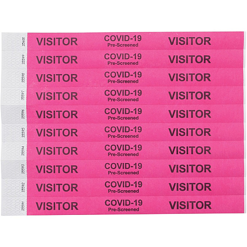 Advantus COVID Prescreened Visitor Wristbands 3/4" Width x 10" Length - Rectangle - Pink - Tyvek - 500 / Pack (76095)