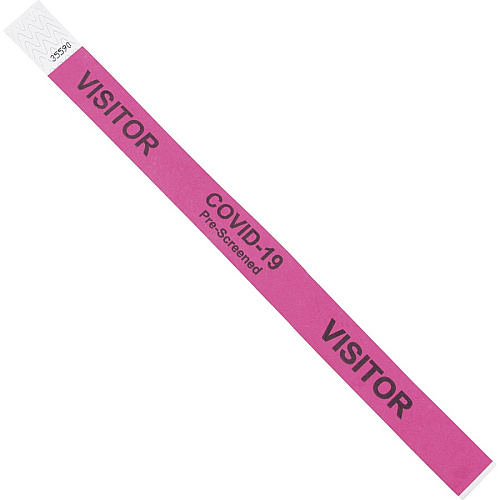 Advantus COVID Prescreened Visitor Wristbands 3/4" Width x 10" Length - Rectangle - Pink - Tyvek - 100 / Pack (76099)