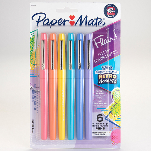 Paper Mate Flair Medium Point Pens Medium Pen Point - Yellow, Sky Blue, Lilac, Blueberry Bubble Gum, Papaya, Guava Ink - Water Based - 6 / Pack (2097888)
