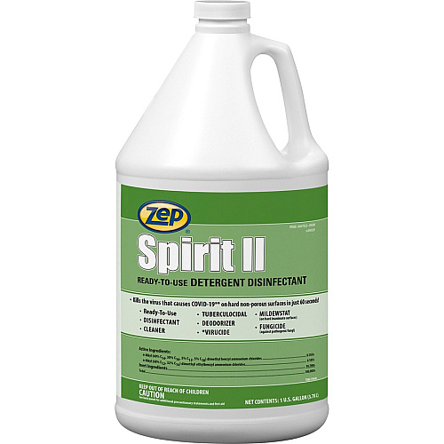 Zep Spirit II Detergent Disinfectant Ready-To-Use - 128 fl oz (4 quart) - Deodorant, Easy to Use, Non-porous - Multi Bottle - 4 / Carton (67923CT)