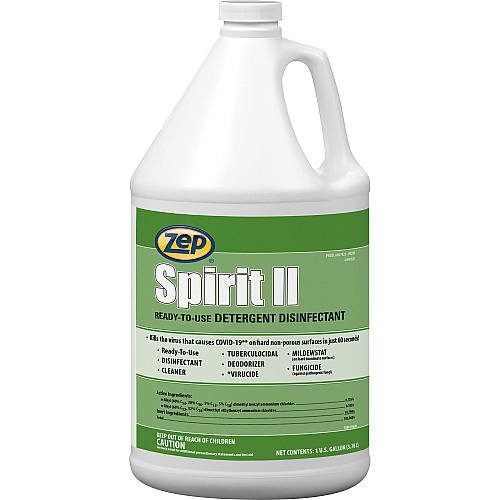 Zep Spirit II Detergent Disinfectant Ready-To-Use - 128 fl oz (4 quart) - Deodorant, Easy to Use, Non-porous - Multi Bottle - 4 / Carton (67923CT)
