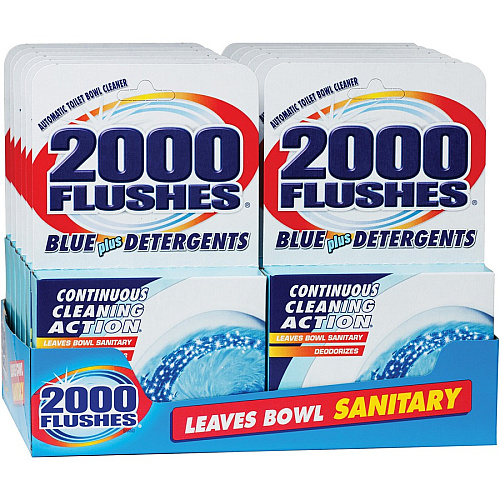 WD-40 2000 Flushes Automatic Toilet Bowl Cleaner 3.50 oz (0.22 lb) - Deodorize, Long Lasting - Blue - 12 / Carton (201020CT)