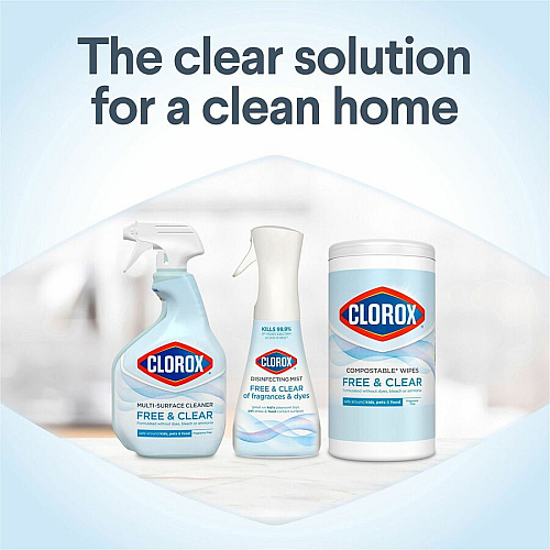 Clorox Free & Clear Compostable All Purpose Cleaning Wipes 4.25" Length x 4.25" Width - Fragrance-free, Dye-free, Residue-free, Durable - White - 75/Tub - 6 / Carton (32486CT)