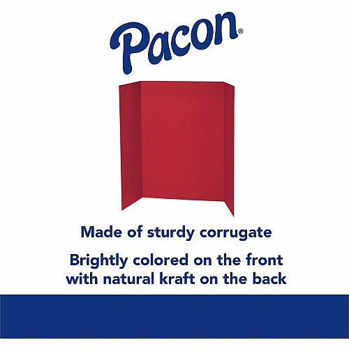 Pacon 140 lb. Watercolor Single Wall Presentation Board 48" Board Height x 36" Board Width - Red Surface - Tri-fold, Corrugated, Recyclable, Single Ply - 24 / Carton (P3770)