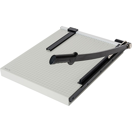 Dahle Vantage 18e Guillotine Paper Trimmer 15 Sheet Cutting Capacity - 18" Cutting Length - 2.5" Height x 26" Width x 15.5" Length - Sturdy, Spring-action Handle, Adjustable Back Stop, Alignment Grid - Metal - Gray - 4 / Carton (40018)