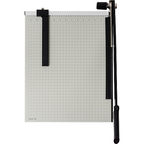 Dahle Vantage 18e Guillotine Paper Trimmer 15 Sheet Cutting Capacity - 18" Cutting Length - 2.5" Height x 26" Width x 15.5" Length - Sturdy, Spring-action Handle, Adjustable Back Stop, Alignment Grid - Metal - Gray - 4 / Carton (40018)