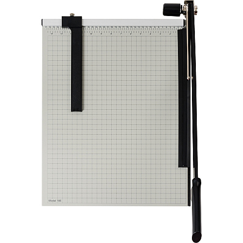 Dahle Vantage 18e Guillotine Paper Trimmer 15 Sheet Cutting Capacity - 18" Cutting Length - 2.5" Height x 26" Width x 15.5" Length - Sturdy, Spring-action Handle, Adjustable Back Stop, Alignment Grid - Metal - Gray - 4 / Carton (40018)