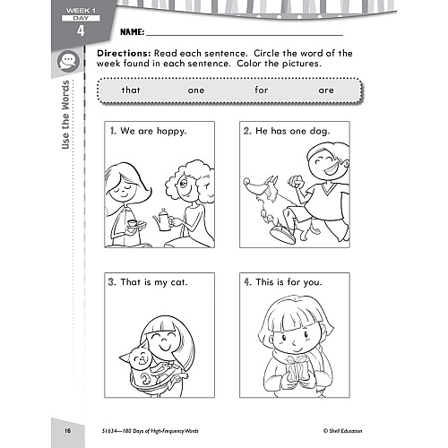 Shell Education Learn At Home Grade 1 Frequency Words Printed Book Book - Grade 1 - Multilingual - 1 Set (109746)