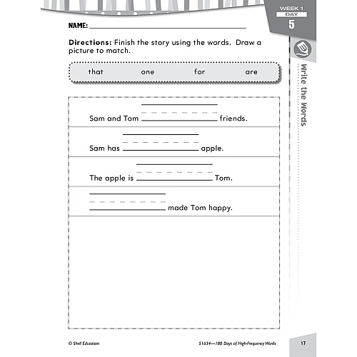 Shell Education Learn At Home Grade 1 Frequency Words Printed Book Book - Grade 1 - Multilingual - 1 Set (109746)