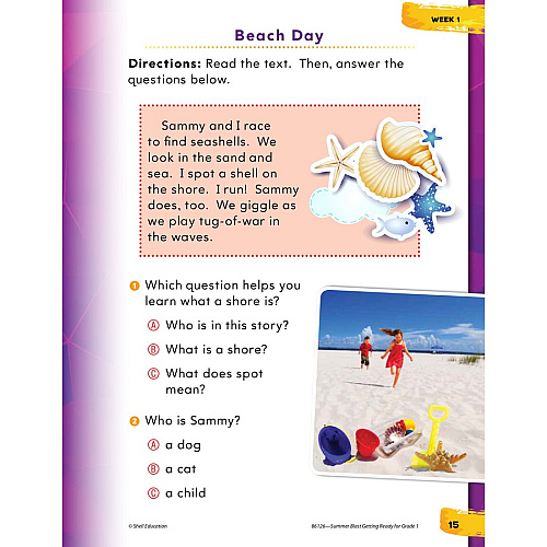 Shell Education Summer Blast Spanish Workbook Printed Book Book - Grade K-1 - Spanish, English - 1 Each (86126)