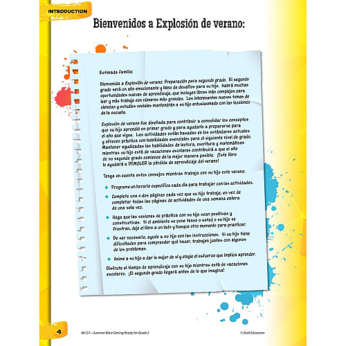 Shell Education Summer Blast Spanish Workbook Printed Book Book - Grade 1-2 - Spanish - 1 Each (86127)