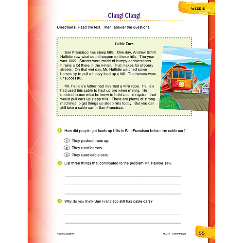 Shell Education Summer Blast Student Workbook Printed Book by Wendy Conklin 128 Pages - Book - Grade 3-4 - Multilingual - 1 Each (51554)