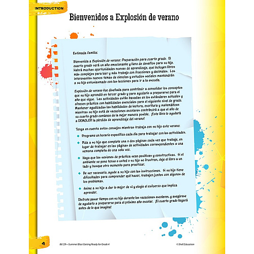 Shell Education Summer Blast Spanish Workbook Printed Book Book - Grade 3-4 - Spanish, English - 1 Each (86129)
