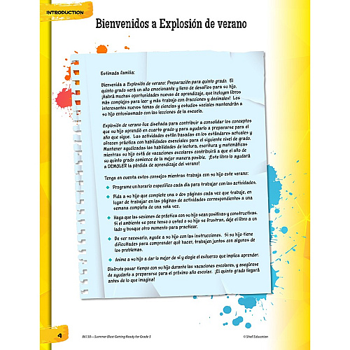 Shell Education Summer Blast Spanish Workbook Printed Book Book - Grade 4-5 - Spanish, English - 1 Each (86130)