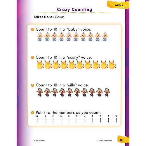 Shell Education Summer Blast Student Workbook Printed Book by Jodene Smith 128 Pages - Book - Grade Pre K-K - Multilingual - 1 Each (51550)
