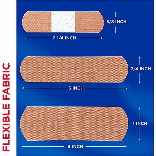 Band-Aid Flexible Fabric Adhesive Bandages Assorted Sizes - Beige - Fabric - 100 / Box (115078)