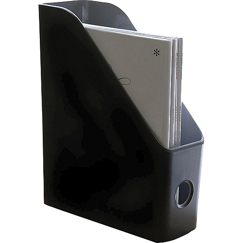 Advantus Fusion Magazine File, Black/Gray Vertical - 12" Height x 4" Width x 9.9" Depth - Polystyrene - Black, Gray - 1 Each (37677)