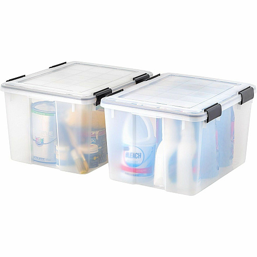 IRIS Weathertight Storage Box, 46 Quarts, 11 4/5"H x 15 4/5"W x 19 7/10"D, Clear (110450)
