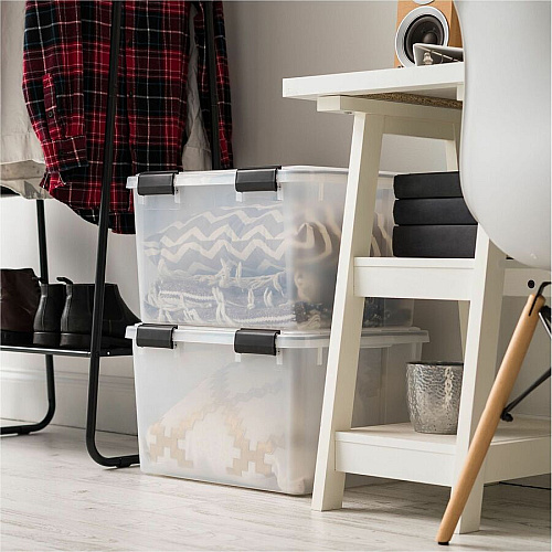 IRIS Weathertight Storage Box, 46 Quarts, 11 4/5"H x 15 4/5"W x 19 7/10"D, Clear (110450)