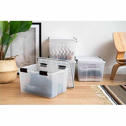 IRIS Weathertight Storage Box, 46 Quarts, 11 4/5"H x 15 4/5"W x 19 7/10"D, Clear (110450)