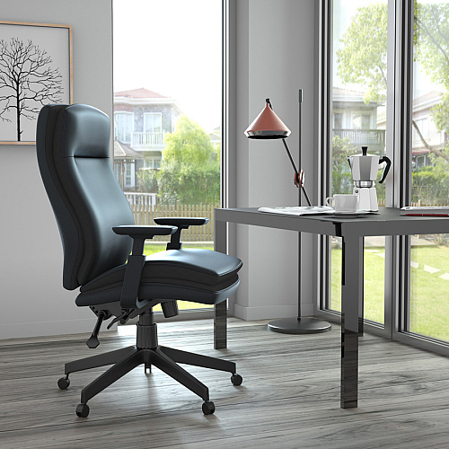 Lorell Soft High-back Executive Office Chair Black Seat Color - Vinyl Seat Material - Black Back Color - Vinyl Back Material - Black Frame Color - High Back - 5-star Base - Armrest - 1 Each (LLR03206)