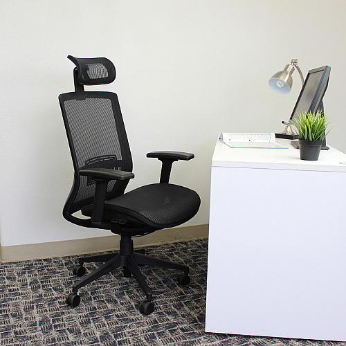 Lorell Mesh High-Back Task Chair With Headrest Black - Armrest - 1 Each (LLR03208)
