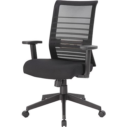 Lorell Horizontal Mesh High-Back Task Chair Fabric Seat Material - Black - Armrest - 1 Each (LLR00590)