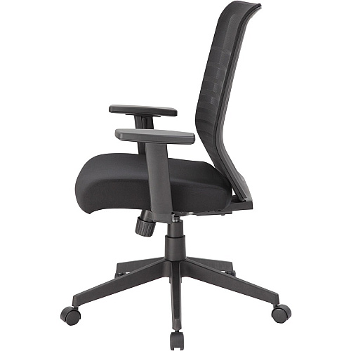 Lorell Horizontal Mesh High-Back Task Chair Fabric Seat Material - Black - Armrest - 1 Each (LLR00590)