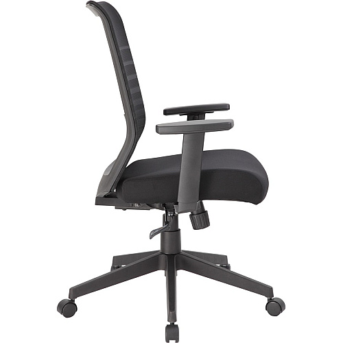 Lorell Horizontal Mesh High-Back Task Chair Fabric Seat Material - Black - Armrest - 1 Each (LLR00590)