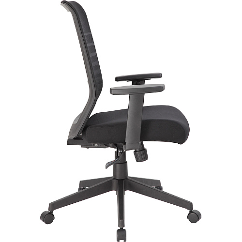 Lorell Horizontal Mesh High-Back Task Chair Fabric Seat Material - Black - Armrest - 1 Each (LLR00590)