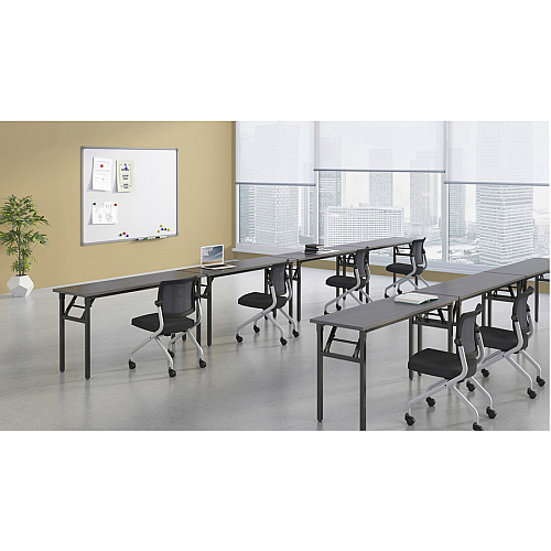 Lorell Folding Training Table Melamine Top - 60" Table Top Width x 18" Table Top Depth x 1" Table Top Thickness - 30" Height - Assembly Required - Gray - Particleboard Top Material - 1 Each (LLR60746)