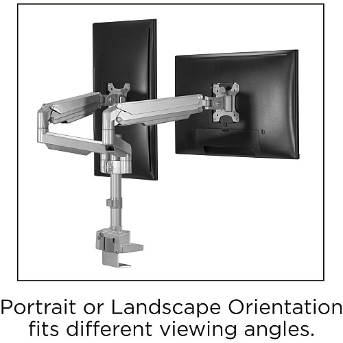 Lorell Mounting Arm for Monitor - Gray Height Adjustable - 2 Display(s) Supported - 19.80 lb Load Capacity - 75 x 75, 100 x 100 - 1 Each (LLR99803)