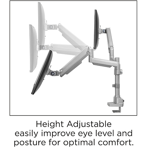Lorell Mounting Arm for Monitor - Gray Height Adjustable - 2 Display(s) Supported - 19.80 lb Load Capacity - 75 x 75, 100 x 100 - 1 Each (LLR99803)